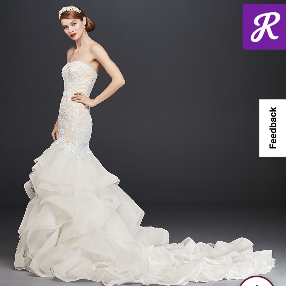 Champagne Colored Scroll Lace Trumpet Wedding Dress